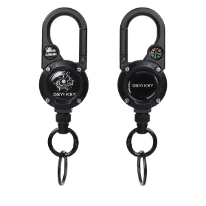 Retractable Outdoor Keychain with Compass and Carabiner