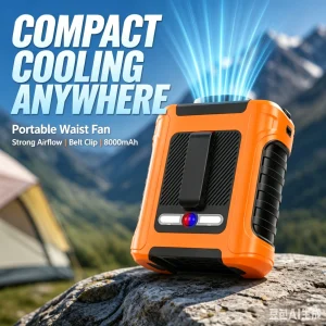 Outdoor Portable Waist Fan with Belt Clip