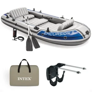 Excursion 5 Person Inflatable Boat with Oars & Pump